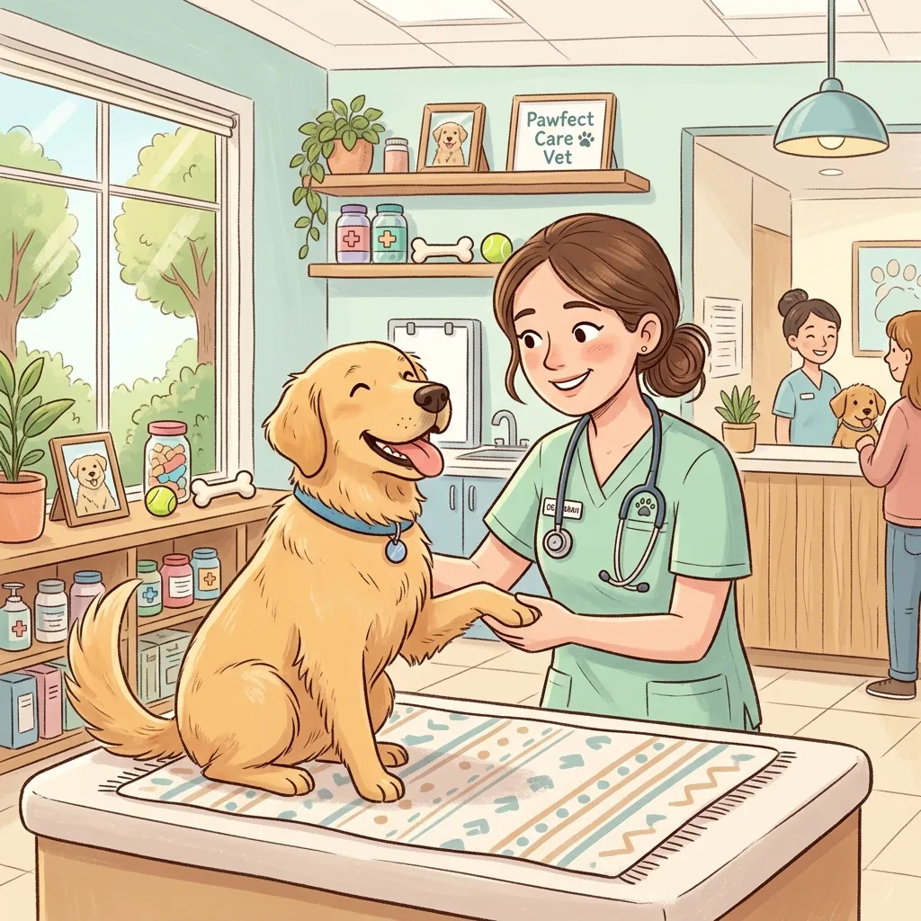 Veterinario cuidando un perrito